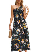 Women's Dresses Elegant Slanted Shoulder Print Midi Dress