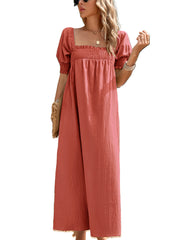 Women's Dresses Elegant Solid Color Square Neck Midi Long Midi Dress