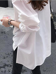 Women's Blouses Chiffon Long Sleeve Solid Color V Neck Blouse