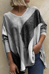 Color Block V Neck Bat T Shirt