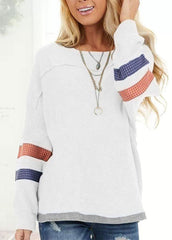 Long Sleeve Round Neck Patchwork Shirt