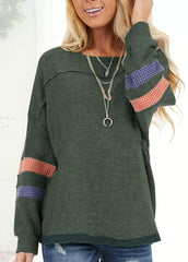 Long Sleeve Round Neck Patchwork Shirt