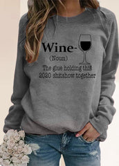 Casual Long Sleeve Letter Printed Top