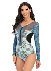 Long Sleeve Printed One Piece Swimwear