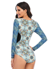 Long Sleeve Printed One Piece Swimwear