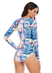Long Sleeve Printed One Piece Swimwear