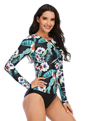Long Sleeve Printed One Piece Swimwear