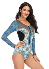 Long Sleeve Printed One Piece Swimwear