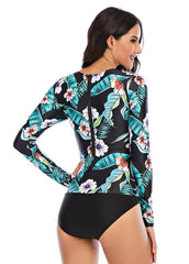 Long Sleeve Printed One Piece Swimwear