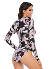 Long Sleeve Printed One Piece Swimwear