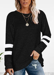 Long Sleeve Round Neck Patchwork T-shirt