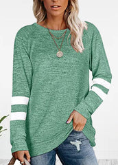 Long Sleeve Round Neck Patchwork T-shirt