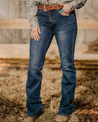 70s Vintage Embroidery Detail Low Waist Jeans