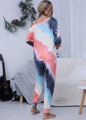 Cold Shoulder Tie Dye Long Sleeve Top And Pants