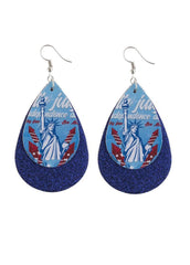 Creativity Flag Day Theme Printed Flag Water Drop Earrings