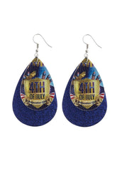 Creativity Flag Day Theme Printed Flag Water Drop Earrings