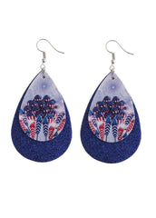 Creativity Flag Day Theme Printed Flag Water Drop Earrings