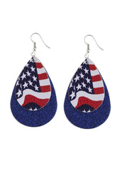 Creativity Flag Day Theme Printed Flag Water Drop Earrings