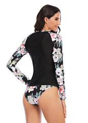 Long Sleeve Printed Tankini Set
