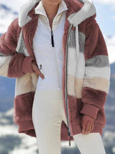 Color Block Drawstring Oversize Warm Hoodie Pullover