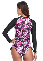 Long Sleeve Printed Patchwork Tankini Set