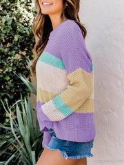 Color Block Round Neck Sweater