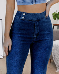 90s Vintage Obliques Button High Waist Flare Jeans