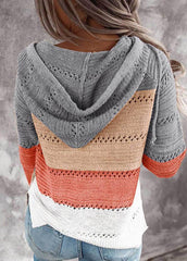 Long Sleeve Hat collar Striped Sweater