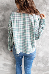 Color Block Plaid Shorts Shirt Jackets