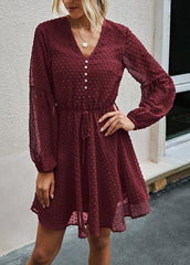 Long Sleeve Casual Solid Color Dress
