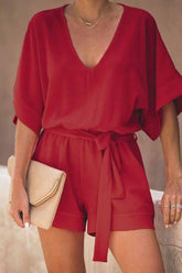 Florcoo solid short sleeve tops Rompers