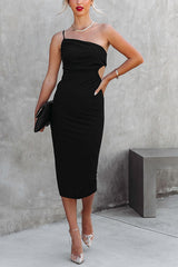 She's A Charmer One Shoulder Cut Out Midi Dress