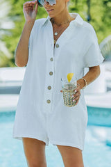 Splendor Summer Linen Pocketed Romper