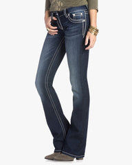 90s Vintage Embroidery Pocket Low Waist Flare Jeans