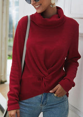 Long Sleeve Solid Color Turtleneck Sweater