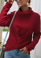Long Sleeve Solid Color Turtleneck Sweater