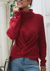 Long Sleeve Solid Color Turtleneck Sweater