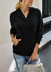 Long Sleeve Hat collar Solid Color Hoodie