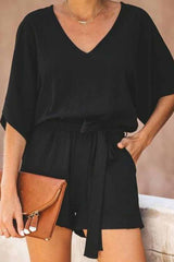Florcoo solid short sleeve tops Rompers