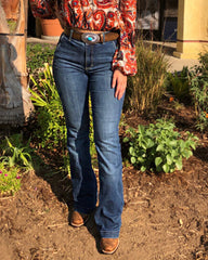 70s Vintage Zip Fly Button Front High Waist Flare Jeans