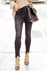 Classical Button High Waist Jeans