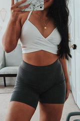 Solid High Waist Shorts