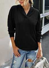 Long Sleeve Hat collar Solid Color Hoodie