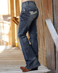 70s Vintage Embroidery Pocket Low Waist Flare Jeans