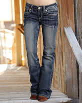 70s Vintage Embroidery Pocket Low Waist Flare Jeans