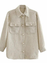 Collar Plaid Print Long Sleeve Oversize Outwear Coat