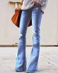 90s Vintage Knee Distressed High Waist Baggy Flare Jeans