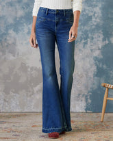 90s Vintage Wide Waistband Flare Jeans