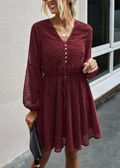 Long Sleeve Casual Solid Color Dress