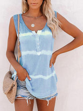 Casual Tie-dye Button Tank Top